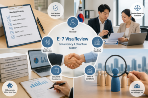 What does Korean immigration check in an E-7 visa application?